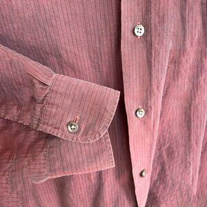 Nordstrom Vintage Imported Broadcloth Maroon Long Sleeve Button Down 17.5 - 35